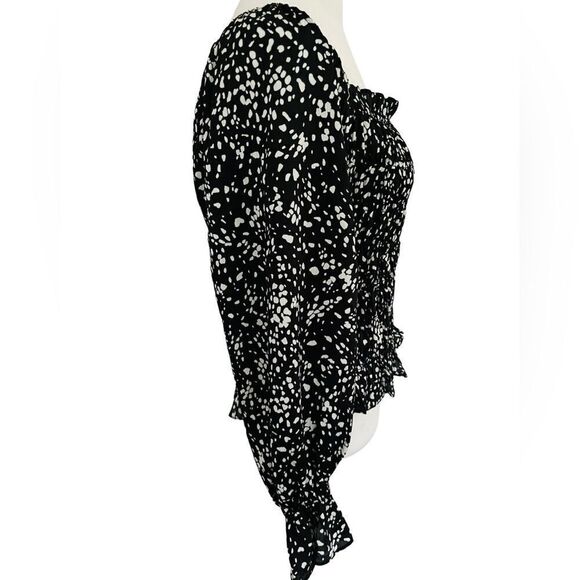 a.new.day black & white smocked on/off shoulder long sleeved top size M - Picture 8 of 10